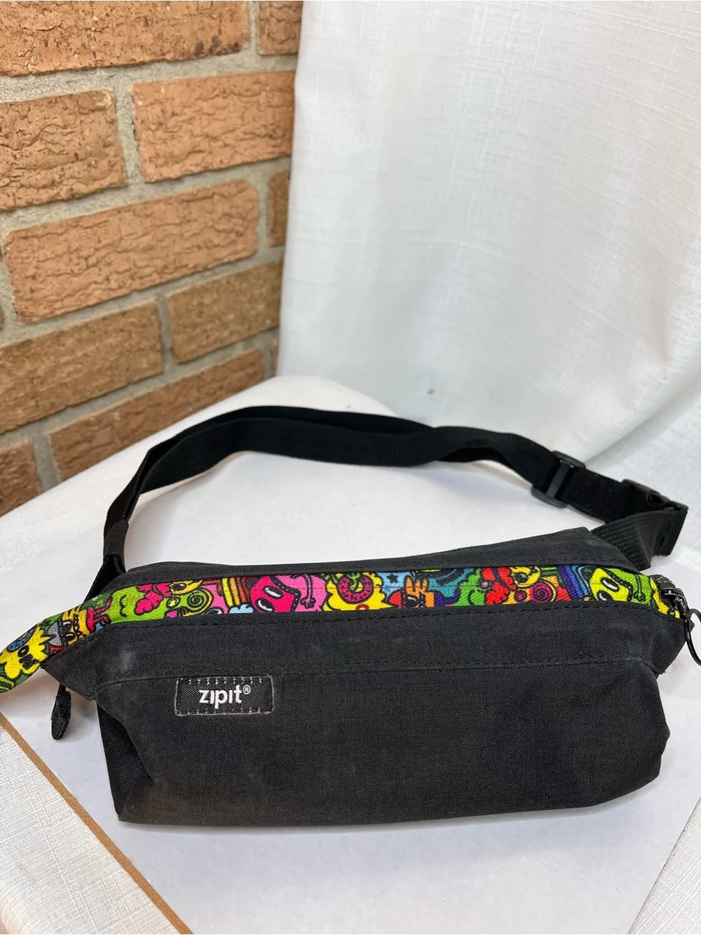 Zipit Large Pencil Case Crossbody Belt Bag Colorful Graffiti Monster Print